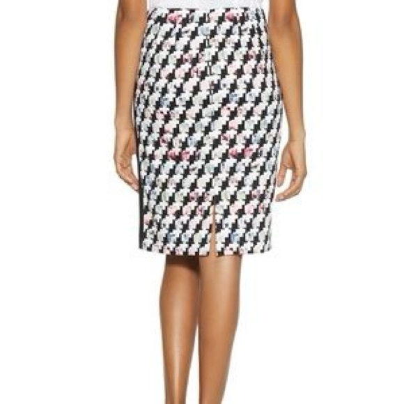 White House Black Market Black, Colorful Houndstooth Pencil Skirt - Picture 3 of 5